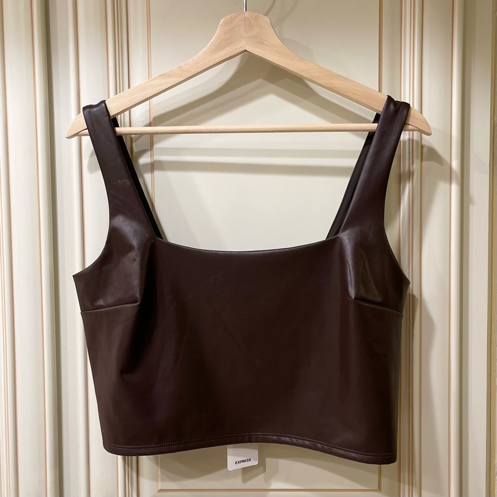 EXPRESS • Faux Leather Cropped Tank • NWT